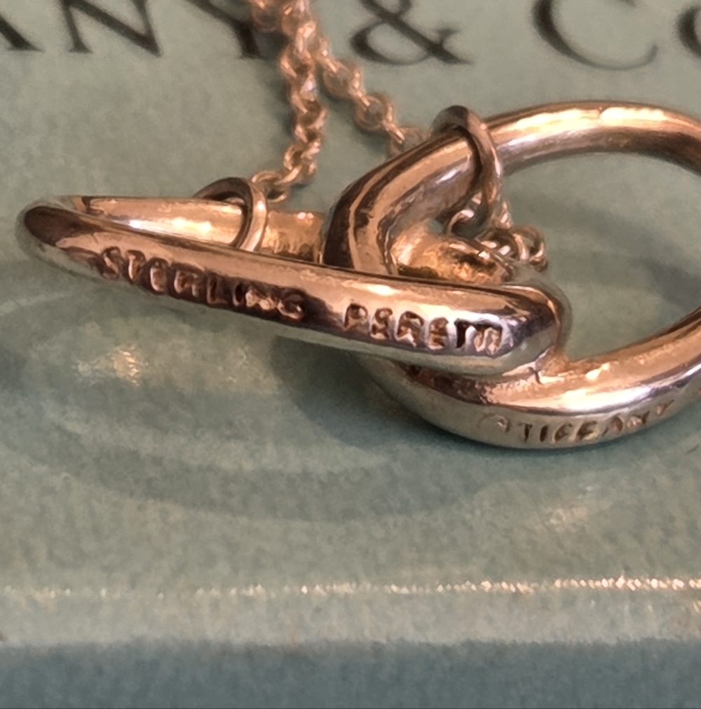 Tiffany & Co Sterling Double Loop / Infini Elsa Peretti Necklace w Box - Picture 10 of 11